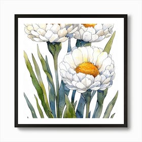 White Daisies Art Print