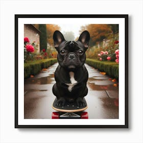 French Bulldog On a Skateboard 1 Print Art Print