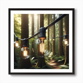 Light Bulbs In The Forest Art Print