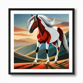 Dibujo De Caballo En Los Cerros Art Print