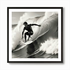 Black And White Surfer 7 Art Print