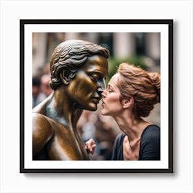 Kissing Statue Art Print