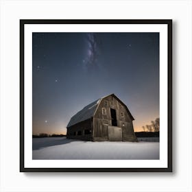 Barn At Night 1 Art Print