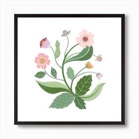 Bold Flower Pink Gouache Painting 1 Art Print