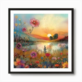 Sunset In The Garden Art Print