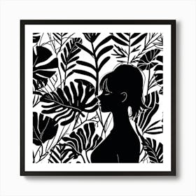 Leonardo Anime Xl Contemporary Female Silhouette Shape Foliage 3 (1) Poster