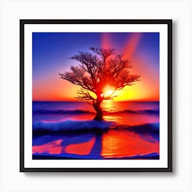 Tree At Sunset 5 Art Print