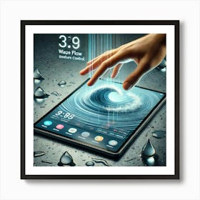 A High Tech Smart Tablet Showcasing The Wave Flow Art Print