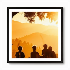 Children At Sunset Art Print