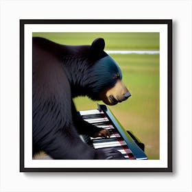 Black Bear Playing Piano Art Print