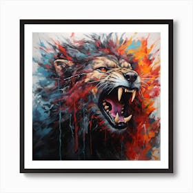 Abstract Fierce Lion Art Print