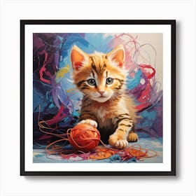 Mischievous Kitten colorful Art Print