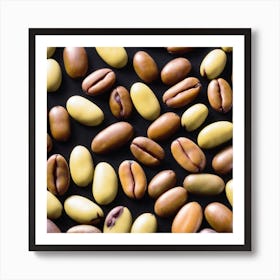 Coffee Beans On Black Background 1 Art Print