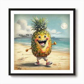 Pineapple On The Beach 1 Art Print