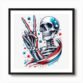 Peace Sign Skeleton 1 Art Print