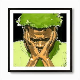 Green Haired Man Art Print