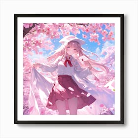 Tsundare Sakura Anime Cherry Blossom Love Conffesion Art Print
