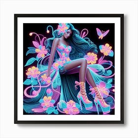 Neon Girl 1 Art Print