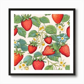 Strawberry Seamless Pattern Art Print