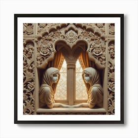 Two Women In A Window Art Print