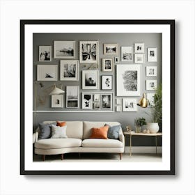 Living Room With Framed Pictures Art Print