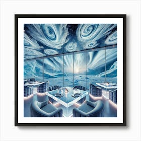 A Luxurious Restaurant With Transparent Ice Panels Art Print