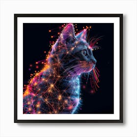 Cat made of Lights Art Print