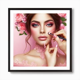 Beautiful Young Woman With Makeup Art Print