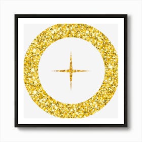 Golden Star In A Circle Art Print