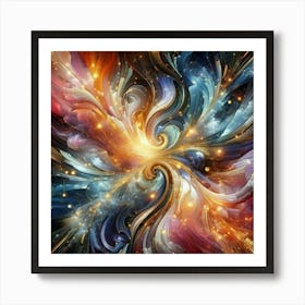 Fractal Vortex Radiant Mysterious Marble Light: Multicolor marble Art Print