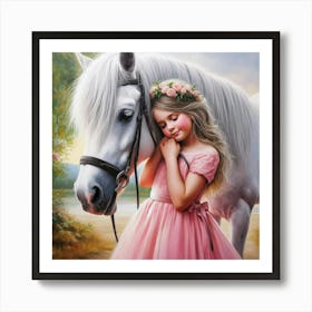 Little Girl With A Horse Art Print