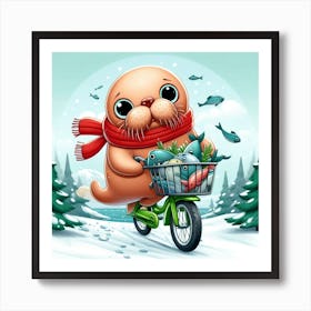 Seal On A Bike 2 Art Print