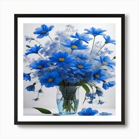 Blue Flowers In Vase Art Print