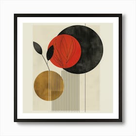 Elegant Leaf: Dual Circle Harmony Art Print