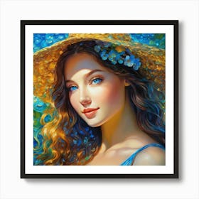 Girl In A Hat hj Art Print