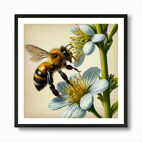 Bee On Flower Art Print