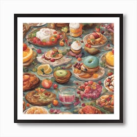 Plate Of Food Yummy Covers ( Bohemian Design ) Art Print