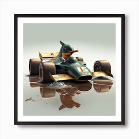 Wet Duck Racing Car Art Print