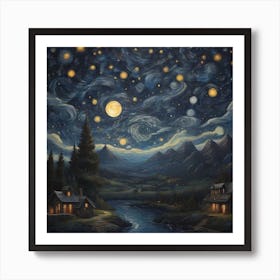 Starry Night Background Art Print