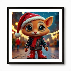 Santa Kitty 1 Art Print