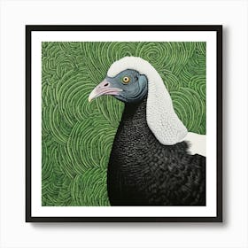 Ohara Koson Inspired Bird Painting Turkey 2 Square Art Print