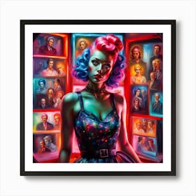 Girl In Neon 1 Art Print