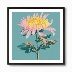 Chrysanthemum 2 Square Flower Illustration Art Print