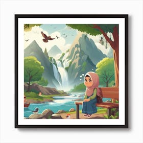 Baby Girl Near River Art Print