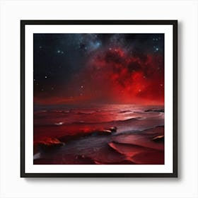 Red Starry Night Art Print
