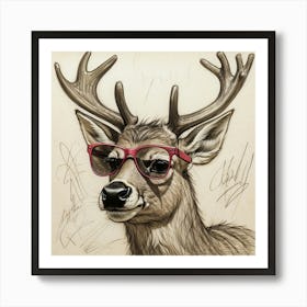 Deer With Glasses 7 Art Print