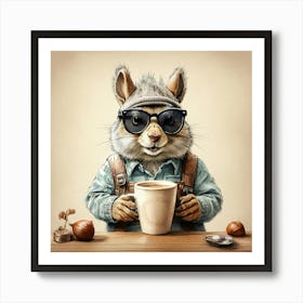 Squirrel With A Cup Of Coffee 1 Art Print