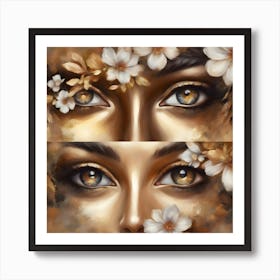 Two Faces With Flowers Art Print