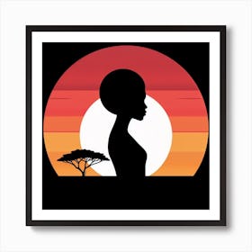 Silhouette Of African Woman Art Print