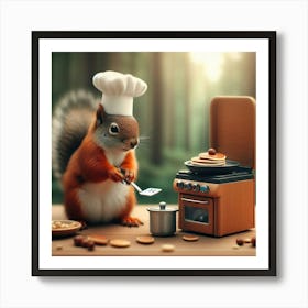 Chef Squirrel Art Print